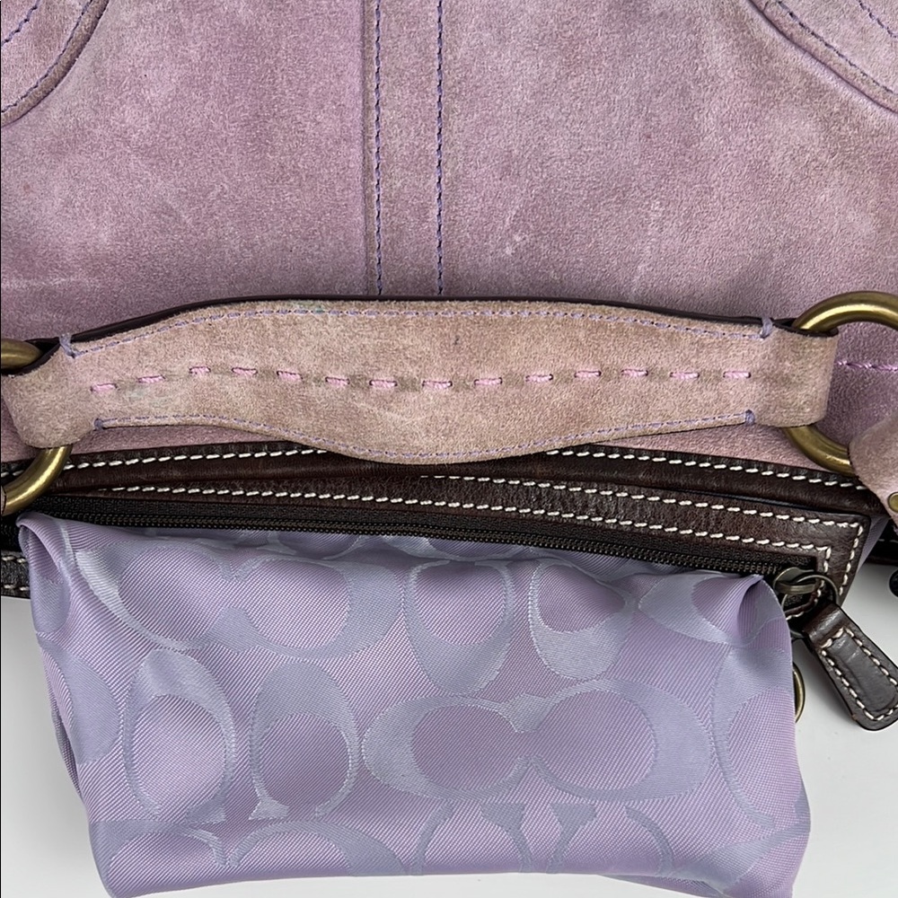 Coach Y2K Suede Pastel Lavender Pink Mini Small Hobo Shoulder Bag 9658 - Picture 14 of 16